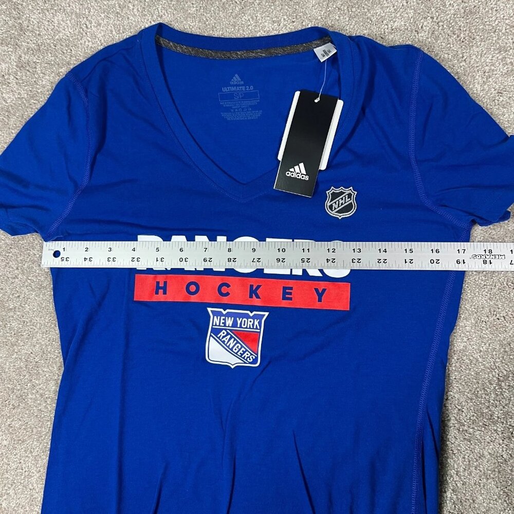 Adidas Womens S Blue New York Rangers NHL Hockey Ultimate 2 Short Sleeve Tee NWT - Picture 5 of 6